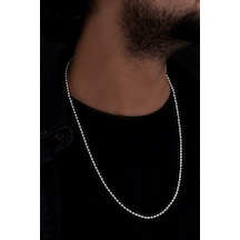 Erkek Gümüş Kolye - 3mm Top Zincir Model 925 Ayar Gümüş Erkek Kolye Zincir 24007980414