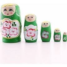 Ahşap Tombul Iç Içe Matruşka Bebek Yeşil Set 5Li Büyük Boy (554283580)