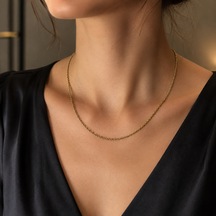 Altın Renk İnce Burgu Halat Zincir Kuyum Model Kolye 40-45 Cm Minimal Tasarım Renkli