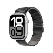 Apple Uyumlu Watch  10 46mm Nrtk Krd-121 Metal Hasır Kordon-siyah