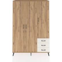 Hyperion Dolap 6 Raflı 3 Çekmeceli Tek Askılı 132x44x195 Çam-... Çam