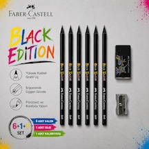 Faber-castell Black Edition Kurşun Kalem 6 Adet+black Edition Silgi+tek Bıçaklı Kalemtraş Set Siyah