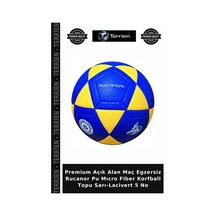 Premium Açık Alan Maç Egzersiz Rucanor Pu Mıcro Fiber Korfball Topu Sarı-lacivert 5 No