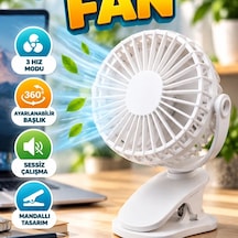 Mandallı Mini Fan 360 Ayarlanabilir Başlık, 3 Hız Modu Ve Sessiz Çalışma