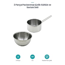 2 Parça Sütlük Ve Sosluk Seti - 14 Cm Ve 17 Cm - Paslanmaz Çelik Gümüş