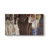 Gustav Klimt - Beethoven Frizi Düşman Güçler Tablosu 126 X 70-3 Parçalı 7/8 Yaş