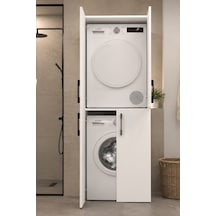 Atik No.2 Dört Kapaklı Çamaşır Ve Kurutma Makinesi Dolabı Çok Amaçlı Banyo Düzenleyici Beyaz