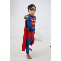 Masho Kids Baskılı Pelerinli Süperman Kostümü - Süper Adam Kostümü (437817960)