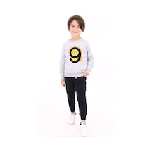 Toontoy Kids Toontoy Erkek Çocuk Eşofman Takım 9 Aslan Nakışlı Gri Melanj