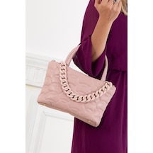 Kapitone Dikişli Zincirli Pembe Kadın Omuz Çantası-1984 - Pembe