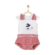 Andywawa Kız Bebek Omuzları Kırmızı Kurdelalı Tulum Ac21671R Kırmızı