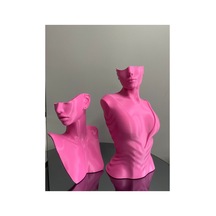 Pembe Renk Dekoratif Takı Mankeni 2'li Set Takı Teşhir Standı 30 Ve 21 Cm Takı Organizer Küpe Kolye