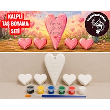 Kalpli Taş Boyama Seti 5 Obje + 6 Renk Boya + 1 Fırça + Boyama Sertifikası