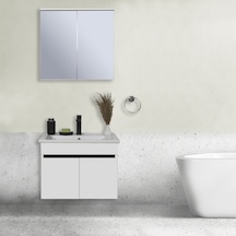 Sözcan Mobilya Yıldız Takım Asma Alt + Aynalı Üst + Lavabo Beyaz 80 CM