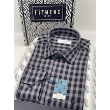 Klasik Uzun Kol %100 Cotton Kışlık Kareli Yaka Alttan Düğmeli Hediye Kutulu Erkek Gömlek Fs-003134 - Bordo-2235