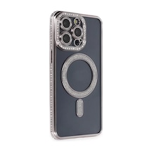 Newface Apple İphone 14 Pro Kılıf Joke Simli Magneticsafe Kılıf - Gri
