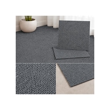 Karo Halı Modüler Yer Halısı Ev Ofis Oda Salon Koridor Antre Zemin Kaplama 50x50 Cm Gri