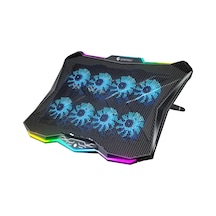Laptop Soğutma Standı 7 Kademeli Rgb Gaming Notebook Soğutucu, 9-17.3 İnç Uyumlu, 8 Fanlı Sessiz Profesyonel Soğutma Standı