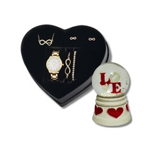 Forentina Altın Kaplama Sonsuzluk Kolye Bileklik Küpe Saat - Kar Küresi Hediye Set Ps3222 Çok Renkli