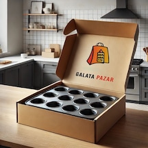 12'li Muffin Cupcake Kalıbı Siyah