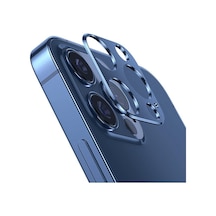 Ally Apple Uyumlu iPhone 12 Pro 3D Metal Kamera Koruyucu Lens Lacivert