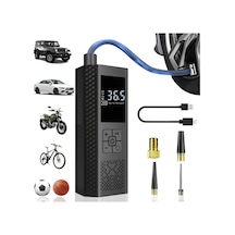 Primepickings Siyah 150psı Dijital Basınç Göstergeli Otomatik Kapanmalı Portatif Araba Lastik Şişirme Pompası Suv Bisiklet Moto Top Led Işık