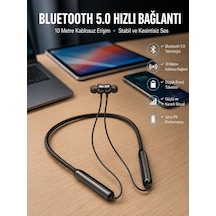 Dijital Göstergeli Kulak İçi Kablosuz Bluetooth Kulaklık Boyun Bantlı Yeni Nesil - Lisinya