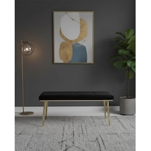 Özcan Metal Gold Metal Ayaklı Metal Kasalı Bench Mutfak Salon Antre Yatak Odası Balkon Puf Bank Siyah