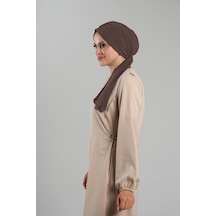 Hürrem Bone Vizon Pratik Hazır Geçmeli Tesettür Bone Kesik Elyaf Sade 2111 10 Vizon