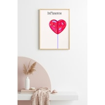 Doğal Ahşap Çerçeveli Retro Kalp Tablo - Romantik Sevgi Teması Huhu2387