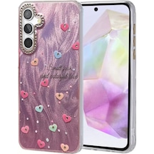 Newface Samsung Galaxy A35 5g Kılıf Blade Aynalı Desenli Kapak - Desen 8 Pembe