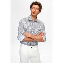 Twn Slim Fit Lacivert Baskılı Gömlek 2ec0221062590 Lacivert
