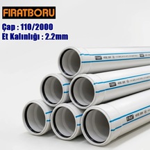 Fırat 110/2000mm Pvc Atık Su Borusu, 2.2mm Et Kalınlığı, 1 Adet