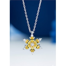 Çekirdekjewelry 925 Ayar Gümüş Kamelya Çiçeği Kolye Gri