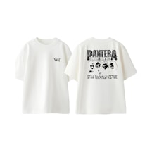 Thewert Pantera Rock 2 Tasarım Sırt Baskılı Pamuk Beyaz Oversize T-shirt