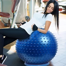 Pilates Topu 65 Cm Dikenli Yüzey Pompalı Mavi, Tek Ebat, Pltsmavia, Mavi