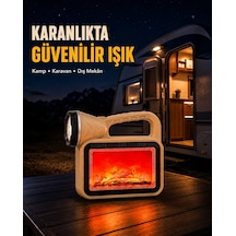 Solar Alev Işığı Cob Teknolojili Taşınabilir El Feneri Ve Kamp Lambası - Lisinya Kahverengi