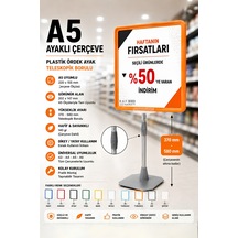 A5 Ayaklı Çerçeve Seti Plastik Ördek Ayak Teleskopik Borulu Fiyat Etiketliği Yönlendirme Levhası Menü Panosu Turuncu