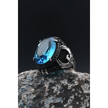 Anka Kuşu Figürlü Aqua Marin Akua Marine Taşlı 925 Ayar Gümüş Erkek Yüzüğü 901367 Gümüş