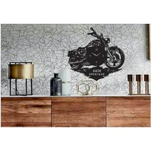 Kişiye Özel Isimli Harley Davidson Temalı Ahşap Duvar Saati Siyah