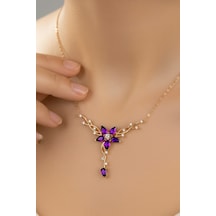 Çekirdekjewelry 925 Ayar Gümüş Mortaşli Sarmaşık Kolye Pembe