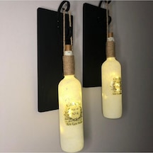 Led Işıklı Siyah Renkli Özel Buzlu Cam Şarap Şişesi Duvar Aplik 2 Çok Renkli