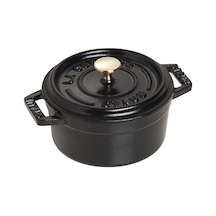 Staub 40500-101-0 Mini Güveç, Yuvarlak Kapaklı 10 Cm, 0,25 L, İndüksiyona Uygun, Mat Siyah Emaye Kap İçi, Siyah Diğer
