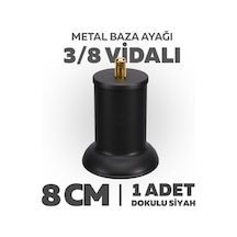 Baza Ayağı 8 Cm 3/8 Vidalı Tekli Metal Siyah Yatak Mobilya Ayağı Kalın Vida Siyah 3/8 8 Cm