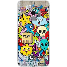 Samsung Galaxy S9 İle Uyumlu Grafiti Doodle Tasarımlı Şeffaf Silikon Kılıf Şeffaf
