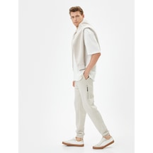 Koton Jogger Eşofman Altı Beli Bağcıklı Fermuar Detaylı Cepli Bej 4sam40038mk 4SAM40038MK050 Ekru