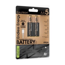 Fulltech 2'li Paket Usb Type-c Şarjlı Kalın Aa Pil 1.5v Yüksek Performanslı Lityum Pil
