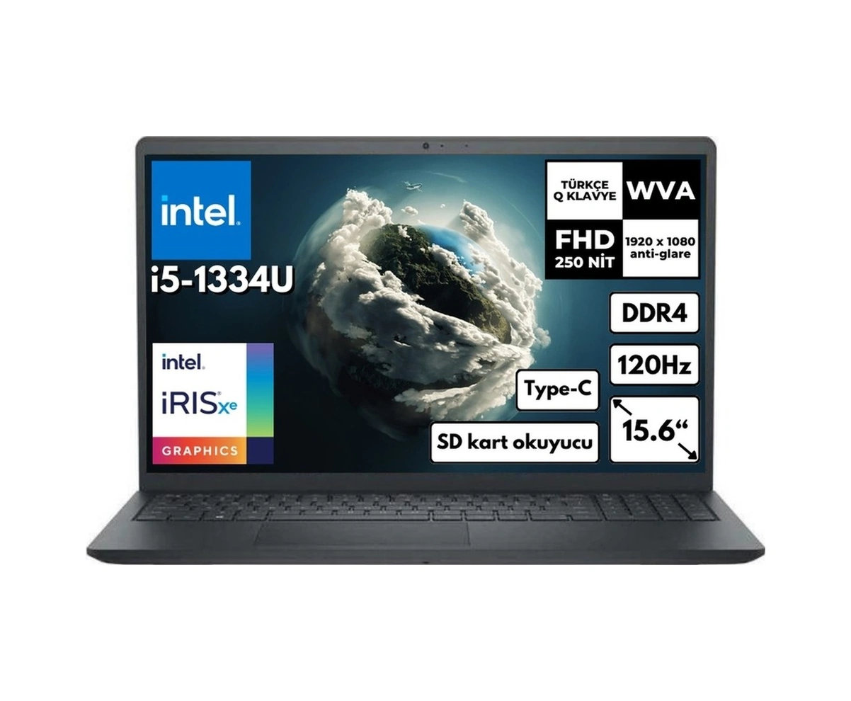 Dell Inspiron 3530 I35303401UAT7 i5-1334U 16 GB 512 GB SSD Iris Xe Graphics 15.6" FHD Free Dos Dizüstü Bilgisayar