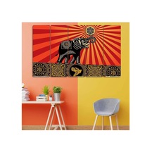 Shepard Fairey Elephant, Fil, Kuş - 5 Parçalı Tablo Görsel - 702503682 Görsel