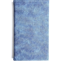 Hesap Sümeni Adisyon Kabı Kot Desen Mavi Vegan Deri 12 X 20 Cm.